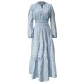 thumbnail image 4 of HJYCHN Elegant V-Neck Tiered Sleeve Tunic Dress for Women Soft Stretchy Flowy Long Sleeve Comfortable Daily Wear Stylish Fall Winter Outfit Light Blue M, 4 of 4