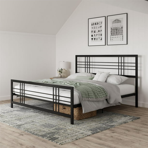 Dhp Burbank Black Metal Platform Bed, Adjustable Height Metal Bed Frame Full