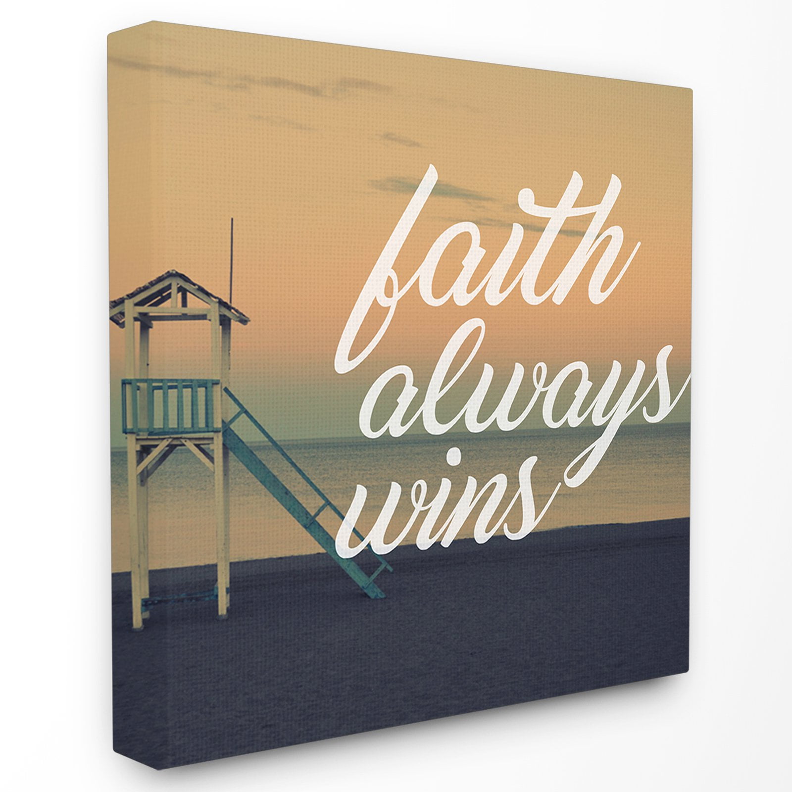 The Stupell Home Decor Collection Faith Always Wins Beach Cursive Canvas Wall Art Walmart Com Walmart Com