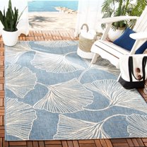 SAFAVIEH Courtyard Jeneka Distressed Indoor/Outdoor Area Rug, Blue/Light Beige, 5'3" x 7'7"