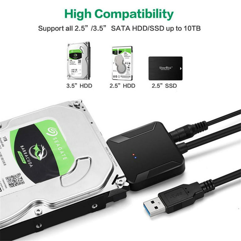 USB 3.0 to 3 Cable Transmission Hard Disk SSD Adapter 2.5 3.5 HDD Converter Cord - Walmart.com