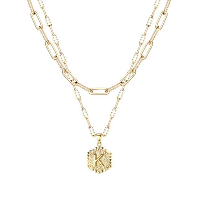 SIfdSeng Collier Hexagone Initial 26 pour Femmes Colliers pour Femmes A Z 26 Alphabet Initial Colliers Dorés pour Femmes Filles