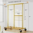 thumbnail image 2 of LILEYI Heavy Duty Clothes Rack Load 405 LBS, Metal Garment Rack, Clothing Racks for Hanging Clothes with Wheels, Rolling Commercial Portable Rack, Gold, 2 of 8