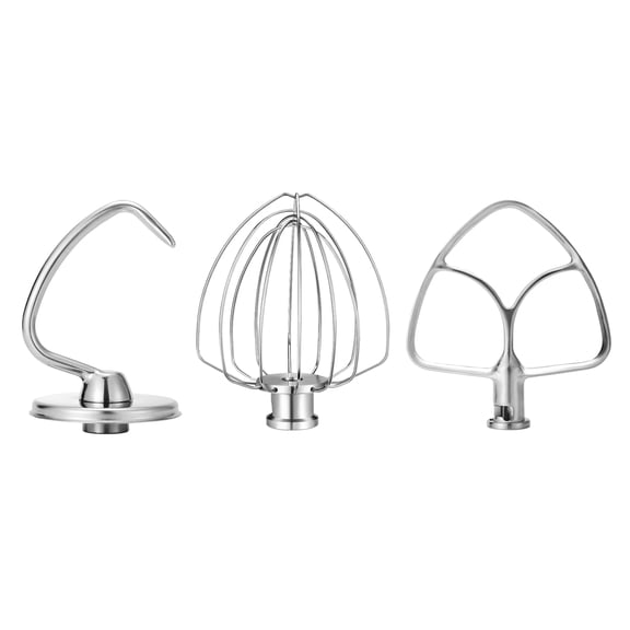 Wiselet Stainless Steel Accessories for KitchenAid 4.5-5 Qt Tilt Head Stand Mixer, Includes 6 Wire Whisk, Flat Beater, Dough Hook for KitchenAid, Dishwasher Safe and Heavy Duty, Fits for KSM45, KSM15