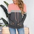 thumbnail image 3 of Womens Pullover Long Sleeve Hoodies Color Block Shirt Casual Loose Pullover Hooded Sweatshirt, 3 of 3