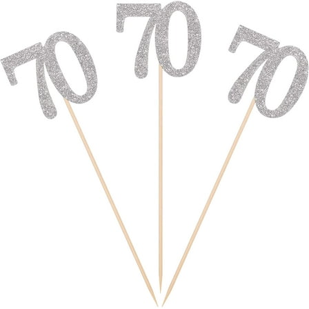 Pack of 12 Silver Glitter 70th Birthday Centerpiece Sticks Number Age 70 Table Topper Anniversary Pary Decorations