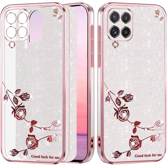 for Samsung A42 5g Case Clear Glitter Sparkle Aesthetic Samsung Galaxy A42 5g Phone Case Silicone TPU Soft Flower Transparent Shockproof Cover Purple Slim (Silver-Pink)