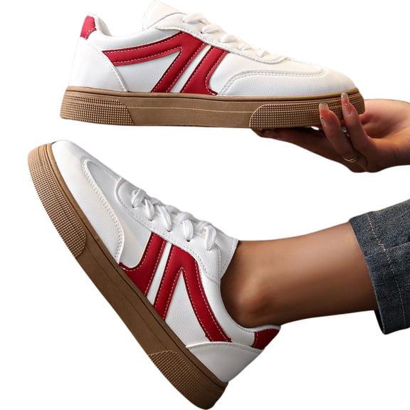 CHICVOMEY Vintage Sneakers for Women Casual Lace-Up Walking Sneakers Fashion Women Sneakers with Memory Foam Insole Non-Slip Tennis Shoes