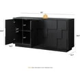 thumbnail image 2 of 60" Sideboard Buffet Cabinet with Storage, Irregular Panel Design Credenza Mid Century Farmhouse Coffee Bar Cabinet with 4 Doors & Adjustable Shelves for Living Room, Hallway (Black), 2 of 7