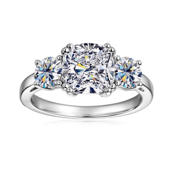 3.5CTTW 3 Stone Moissanite Rings for Women D Color VVS1 Clarity Diamond Engagement Ring 925 Sterling Silver Women's Promise Rings Size 5-10
