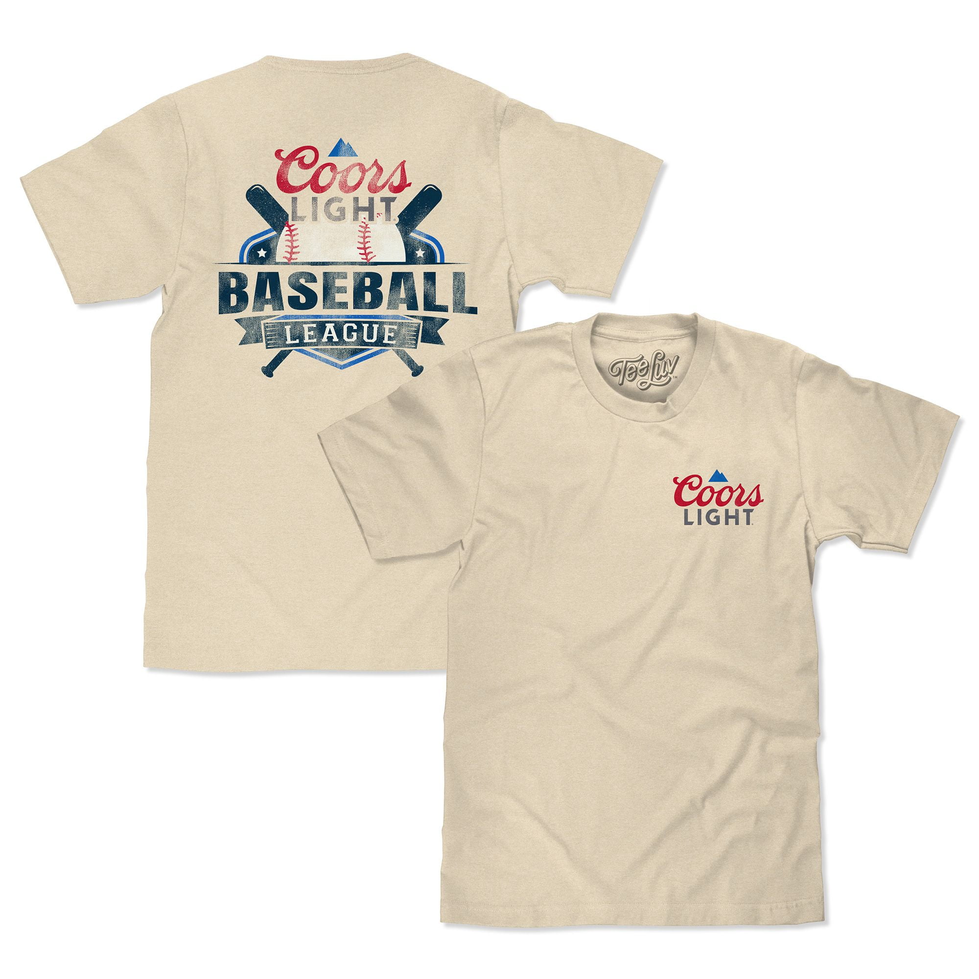 Tee Luv Coors Light Beer Baseball League Double Sided Graphic T-Shirt (Men's) (L)