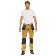 Skylinewears Mens Construction Pants Utility Tool Pockets Carpenter Cordura Knee Reinforced Work Wear Safety Trousers B2 Khaki W32-L34