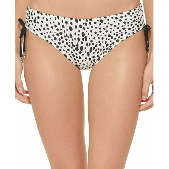 DKNY BRUSH DOTS SOFT WHITE Printed Side-Tie Bikini Swim Bottom, US 2X-Large