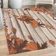 thumbnail image 1 of Autumn Decorative Rug, Fall Maple Leafs Tree Diagonal Leaves Foliage Rustic Wooden Planks Illustration, Quality Carpet for Bedroom Dorm and Living Room, 6 Sizes, Burnt Orange, by Ambesonne, 1 of 4