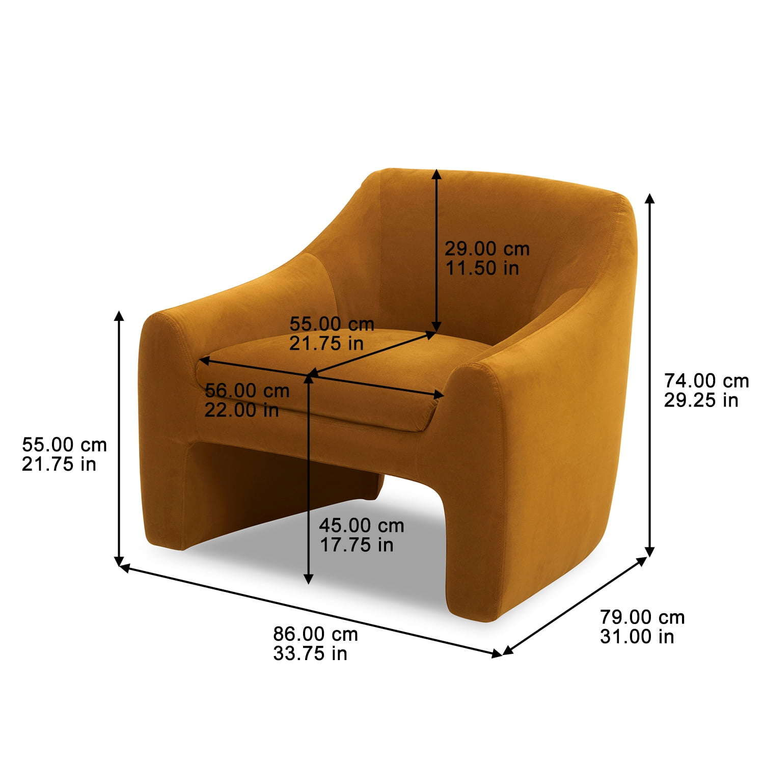 Better Homes & Gardens Emerson Curvy Accent Chair, Ochre Velvet