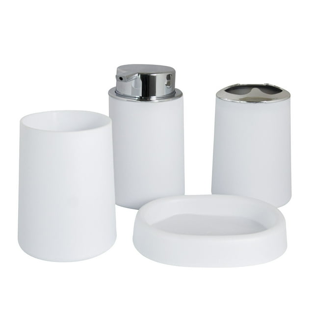 Soap Dispenser Bathroom Set 4 Piece Bathroom Accessory Set with Soap Dispenser Pump, Toothbrush Holder, Tumbler and Soap Dish Dish Soap Dispenser Bathroom Soap Dish