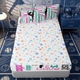 thumbnail image 4 of Erosebridal Rainbow Gymnast Print Zipper Twin Comforter Sets with Fitted Sheet and 2 Pillowcases,Multicolor Gym Word Star White Base Accent Zipper Bedding Set,Teal Magenta,4-Piece,Reversible, 4 of 6