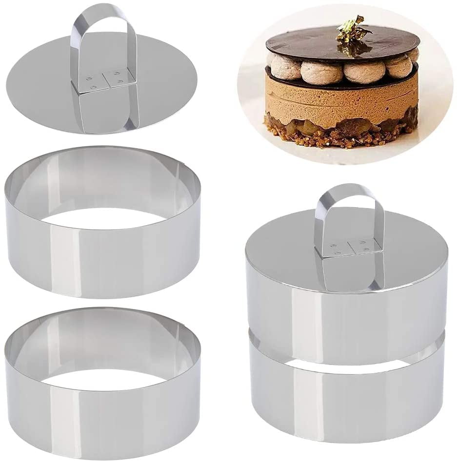 NewlineNY Stainless Steel Dessert Rings 4 Pcs Flower Shape 