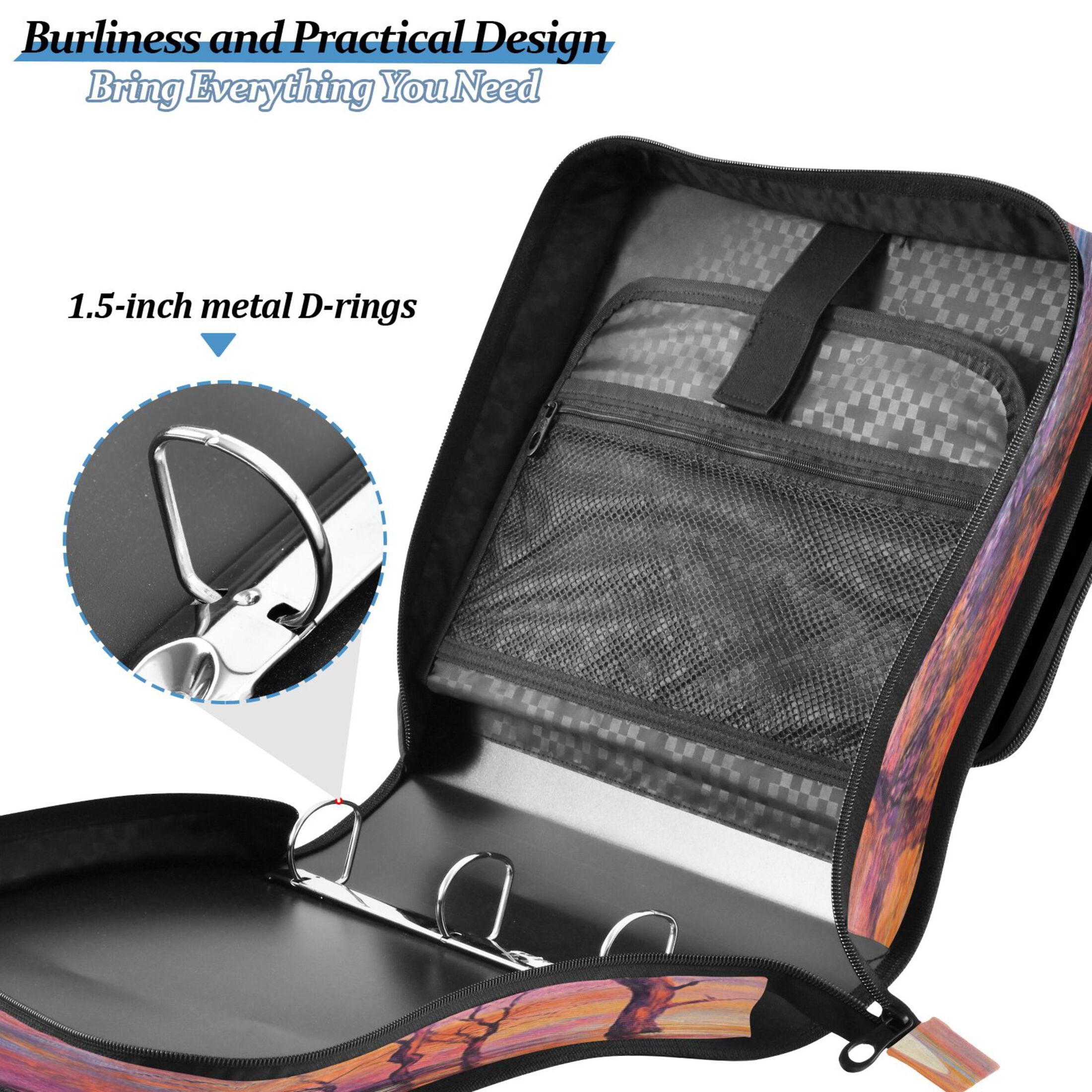 YAZAOO Zipper Binder trapper keeper Documents Organized Design Sunlit Harmony Printed