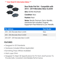 thumbnail image 2 of Rear Brake Pad Set - Compatible with 2014 - 2019 Mercedes-Benz CLA250 2015 2016 2017 2018, 2 of 2
