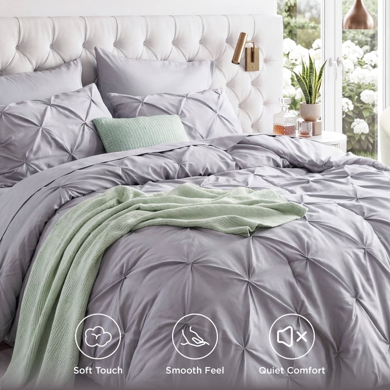 U by Bedsure Cal King Comforter Set Grey, Bed in a Bag California