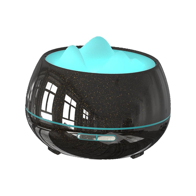 Difusor esencial Humidificador de aire Silencioso 7 luces LED Vapor frío Sala de estar Sala de yoga Nebulizador Ultrasónico 500ml negro