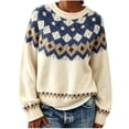 thumbnail image 2 of SeekIslan Women's Sweaters with Fair Isle Pattern Crew Neck Long Sleeve Knit Sweaters, 2 of 5