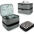 thumbnail image 1 of Bolsa De Maquillaje,Doble Capa Organizador De Esmalte De Uñas con Capacidad para 30 Botellas (15ml) Y Una Lámpara De Uñas,con Secciones De Almacenamiento (Gris), 1 of 5