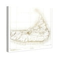 thumbnail image 2 of Wynwood Studio Maps and Flags Wall Art Canvas Prints 'Nantucket Island 1887' US Cities Maps - Gold, White, 2 of 5