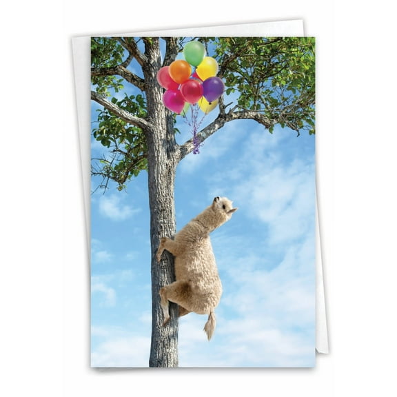NobleWorks Thank You Greeting Card with 5 x 7 Inch Envelope (1 Card) Tree Animals - Llama C10323HTYG
