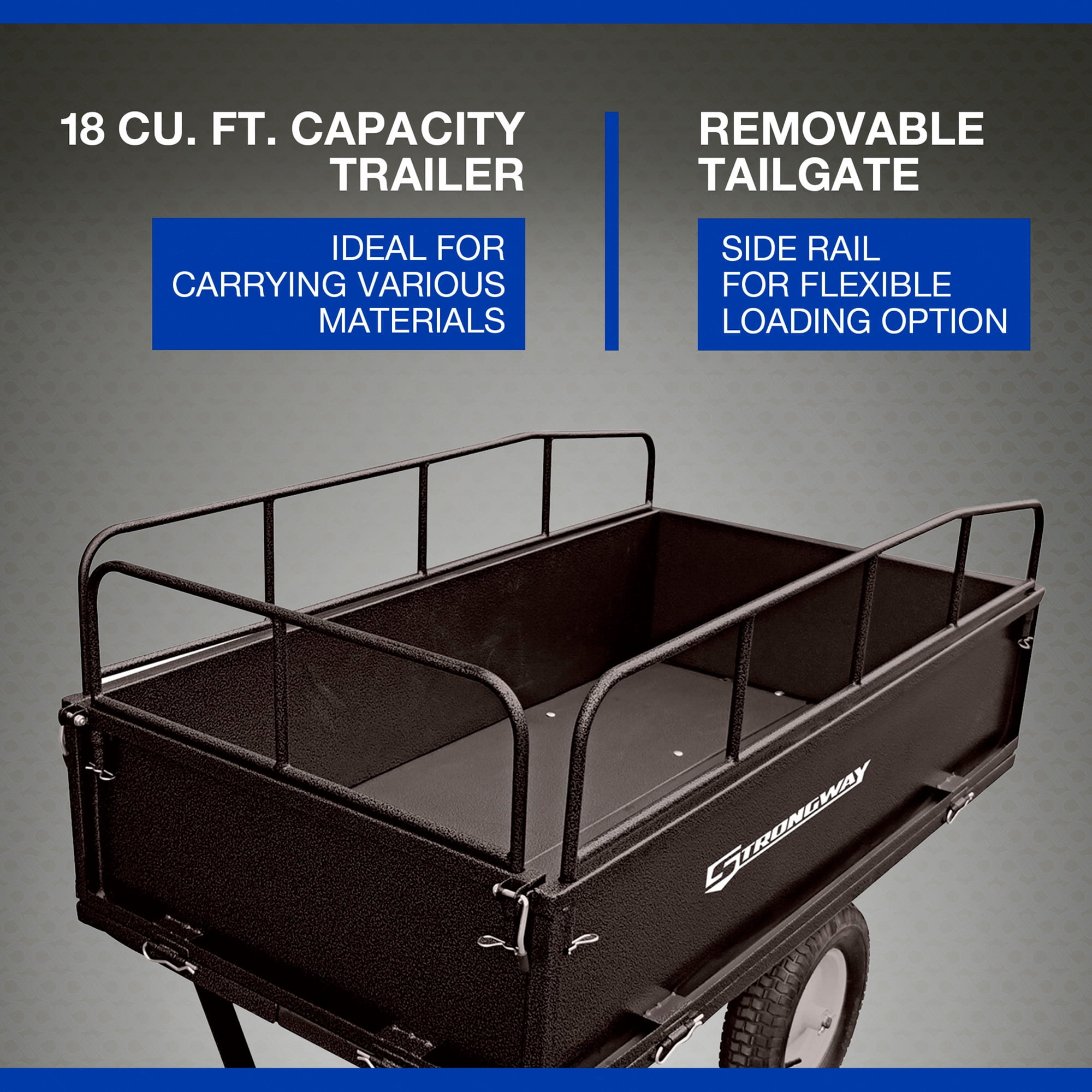 Strongway Steel ATV Trailer, 1200-Lb. Capacity, 18 Cu. Ft.