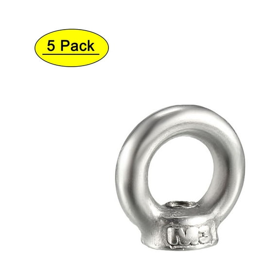 Unique Bargains M3 Female Thread 304 Stainless Steel Lifting Eye Nuts Ring,5pcs