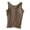 Khaki, variant on Womens Built in Bra Tank Chest Pad No Steel Ring Wide Strap Yoga Sports Solid Color Army Green L