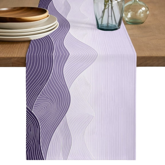 Table Runners 120 Inches Long Dress Scarves, Purple Mountain Farmhouse Coffee/Dining/Kitchen Table Decor Table Runner for Living Room, Farmhouse Abstract Ombre Stripes Art 13x120 Inch