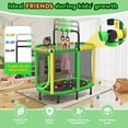 thumbnail image 5 of 60" Toddler Trampoline with Enclosure Net, Kids Trampoline with Basketball Hoop, SHINPT Indoor Trampoline for Kids, Small Trampoline with Ocean Balls, Mini Trampoline with Rings, Gift for Boys Girls, 5 of 11