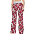 thumbnail image 3 of FREEAMG Womens Stylish Red Roses Black Spiders Web Soft Lounge Pajama Pant High-waist Sleepwear Bottom, 3 of 5
