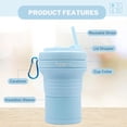 thumbnail image 2 of HANARA Collapsible Coffee Cups With Reusable Silicone Straw, 18 Oz / 550 Ml |Perfect For Travel, Camping, School, Work | Bpa-Free, Leak-Proof, Microwave Safe And Dishwasher Safe. (Sky Blue), 2 of 11
