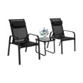 thumbnail image 2 of Gymax 3PCS Outdoor Bistro Set Patio Conversation Set w/ Adjustable Backrest Black, 2 of 10