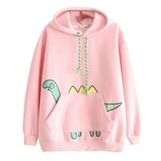 LIDYCE Women Casual Print Long Sleeve Splice Dinosaur Sweatshirt Tops