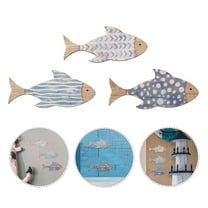 Hemoton 3pcs Wooden Fish School Wall Art Coastal Beach House Decor Rustic Fish Wall Hanging House Nautical Sea Animal Wall Decor