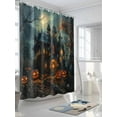thumbnail image 5 of Halloween Pumpkin Waterproof Fabric Shower Curtain, Retro Forest Cottage Castle Vintage Bats Shower Curtain for Bathroom Curtains Bathtubs Hotel Washable Shower Curtains with 12 Hooks Standard 60x72, 5 of 6