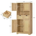 thumbnail image 3 of Tall Storage Cabinet with 2 Drawers & Adjustable Shelves, Rattan Cabinet, Kitchen Storage Cabinet, Pantry Cabinet with 4 Doors, Tall Cabinet for Living Room, Kitchen, Home Office, Natural, 3 of 8