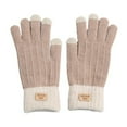 thumbnail image 5 of 1 Pair Unisex Winter Gloves Knitted Thick Warm Color Matching Touch Screen Anti-slip Elastic Soft Warm Thick Plush Cycling Riding Gloves, 5 of 8