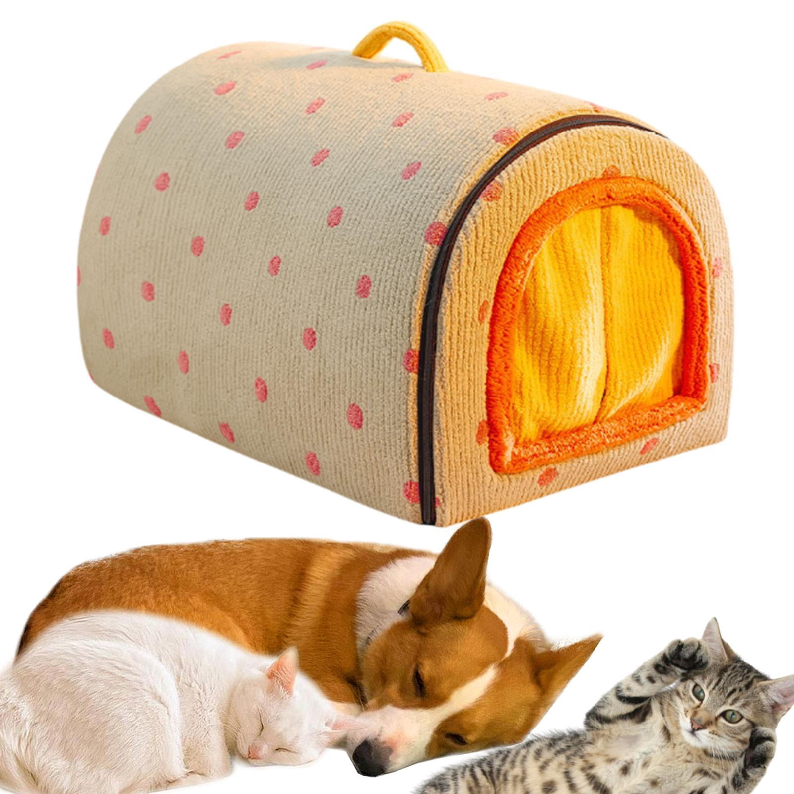 TOOYFUL Indoor Pet House Enclosed Warm Bed House Soft Portable Handle Indoor Washable Dog House Kennel Bed for Poodle Puppy Chihuahua blue