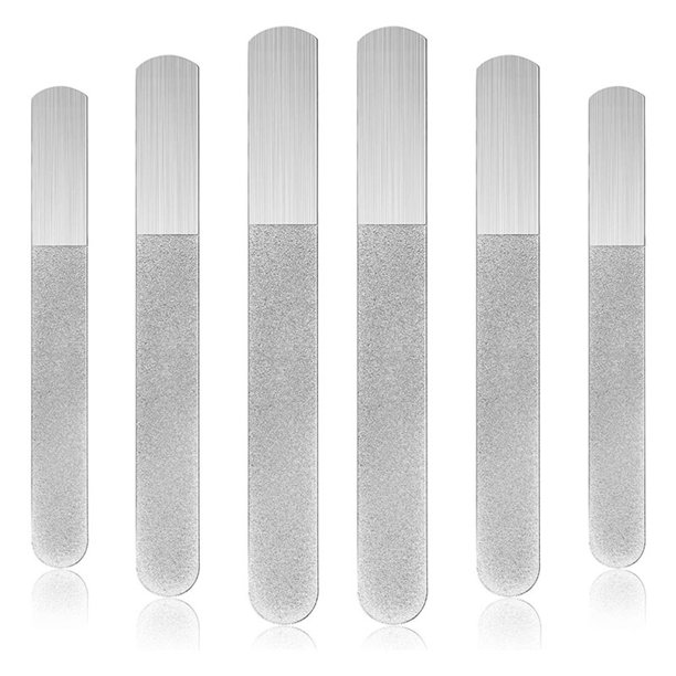 6 Pieces Stainless Steel Nail File DoubleSided Diamond Nail File Metal