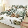 thumbnail image 3 of Feelyou Rustic Cea Wildlife Full Size Sheets, Winter Christmas Tree Bed Sheets, Watercolor Art Sheet Sets, Super Cozy Room Decor, 4pcs, 3 of 7