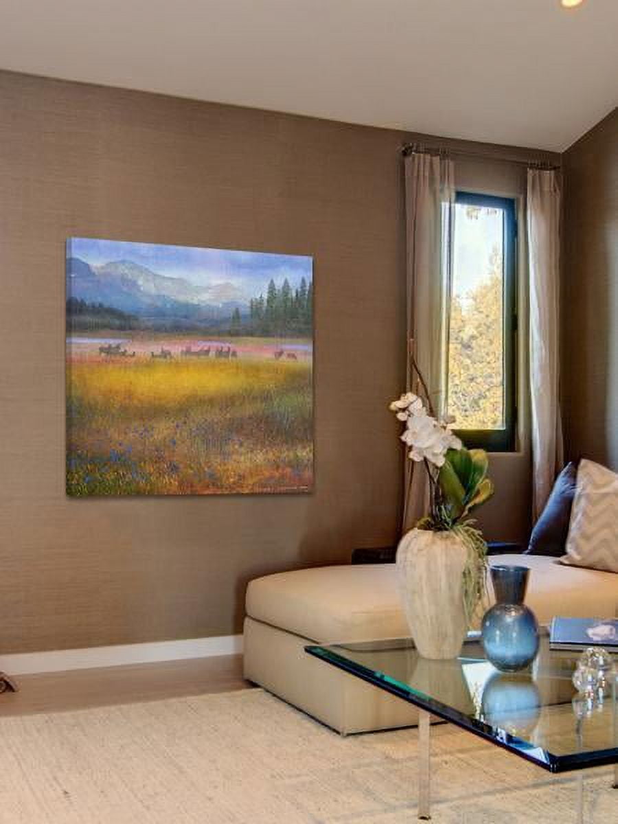 Marmont Hill 'Flowered Meadow Elk' by Chris Vest Painting Print on Wrapped Canvas
