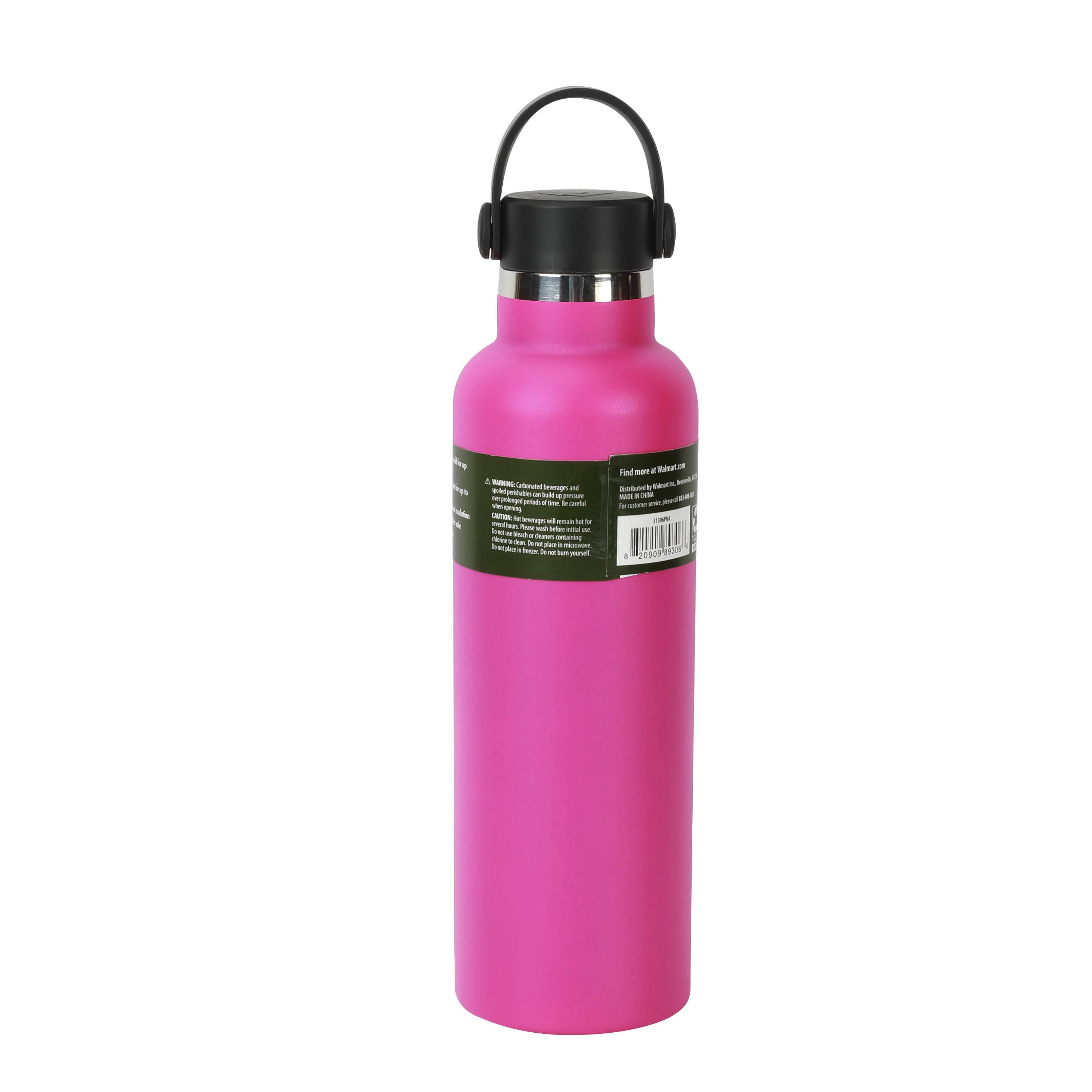 (3 pack) Ozark Trail 24 oz Stainless Steel Water Bottle, Pink, Loop Handle