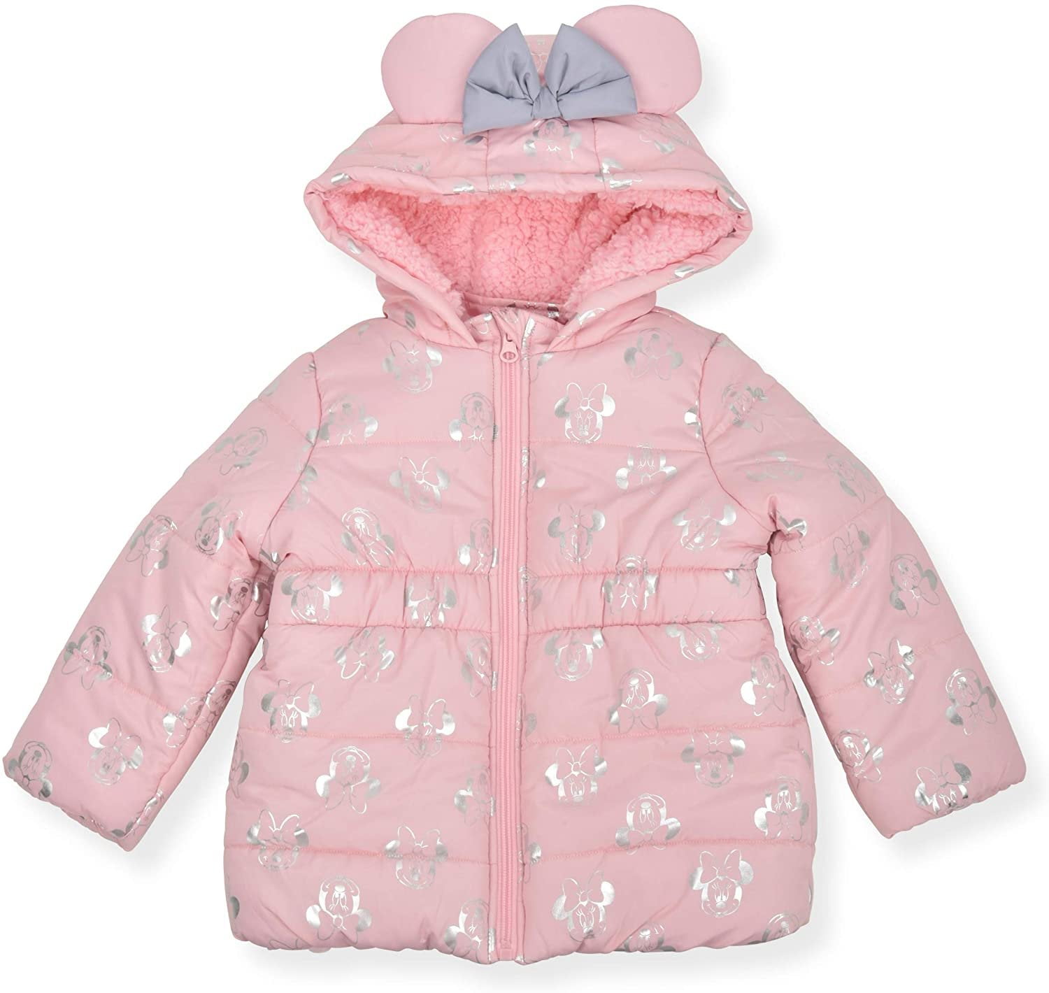 Disney Disney Girl's Minnie Mouse Print Hooded Puffer Jacket with