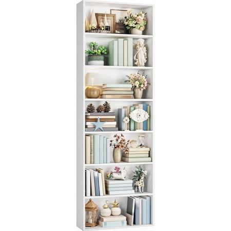 82 Inch Tall 7-Tier Open Bookshelf Freestanding Display Storage Shelf White Bestseling